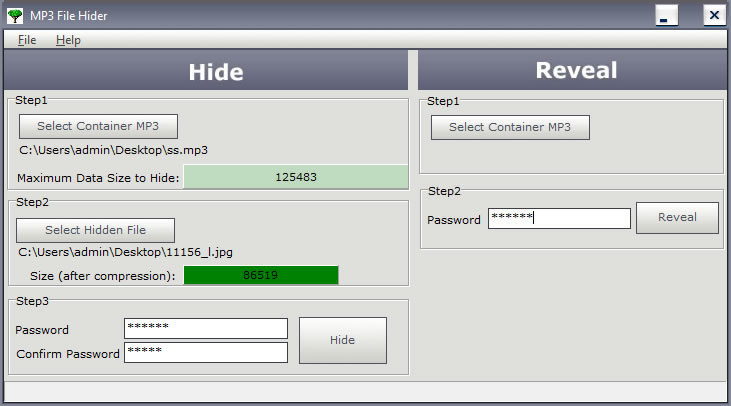 MP3 File Hider 1.3.1 screenshot