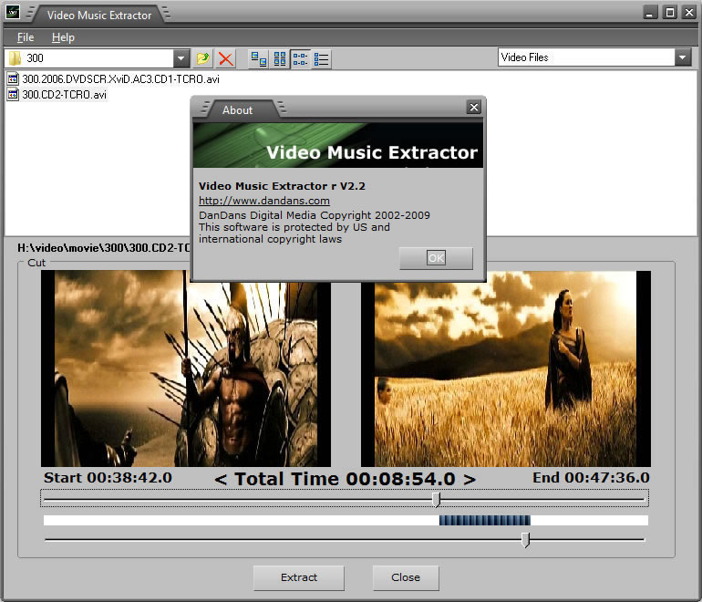 Screenshot of Video Music Extractor 2.2